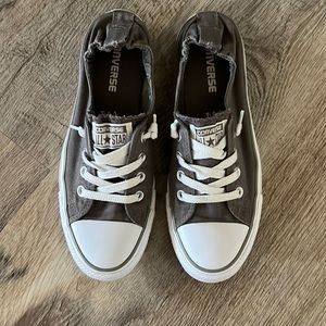 Converse all star slip on shoes, size 7.5 gray/white women’s shoes